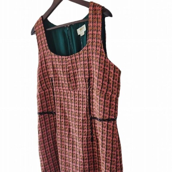 Maeve Tweed Dress Pink Gold Metallic Thread Jumper Dress Size 12 Petite NEW - Picture 4 of 7